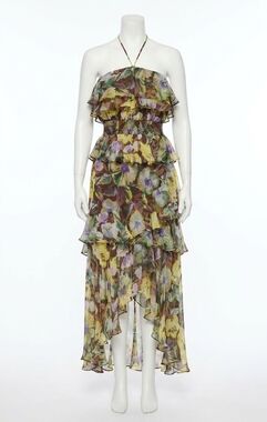 NEW ASTR elena dress in brown yellow floral